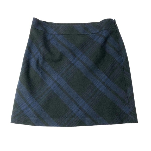 LOFT Dresses & Skirts - Ann Taylor Loft Skirt Women's Size 6 Blue Black Tartan Plaid Mini Lined Side Zip